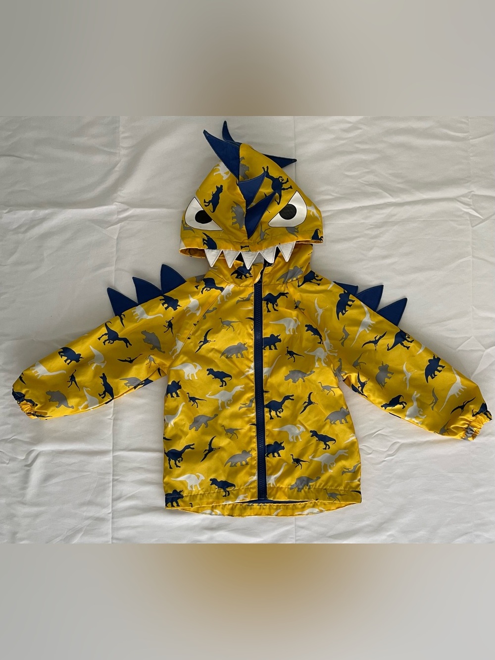 Kids Yellow Dinosaur Hooded Rain Jacket